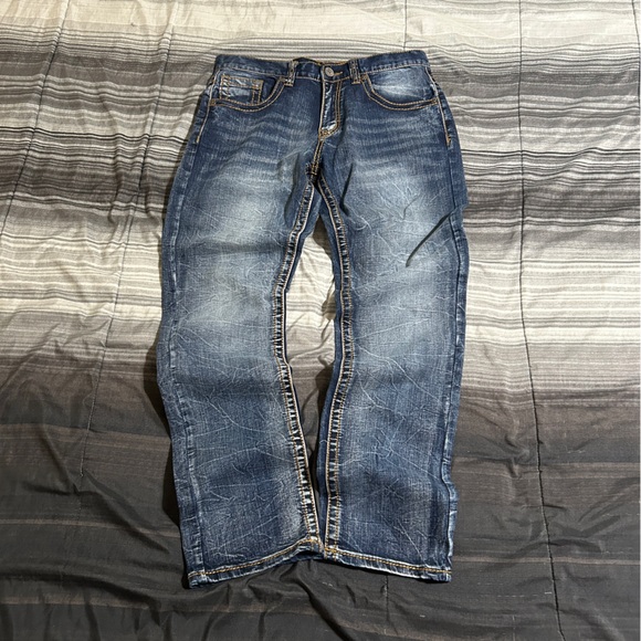 Men's Slim Straight Jeans - Faded Blue - Picture 1 of 5